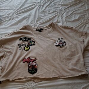 Forever 21 Beige Crop Top with Patches